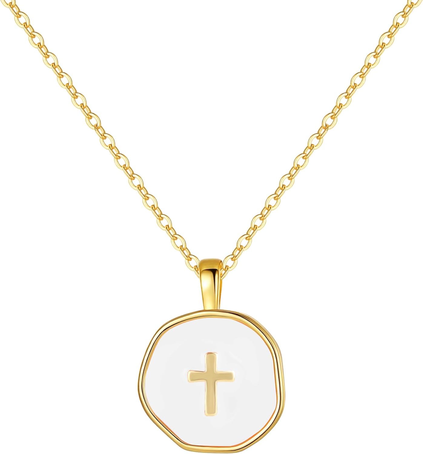 Easter Basket Stuffers Pearl Cross Necklace Faith Based Gifts for Daughter Sister Mom Religious Baptism Catholic Gift Christian Necklace for Granddaughter Grandma Confirmation Communion Easter Jewelry