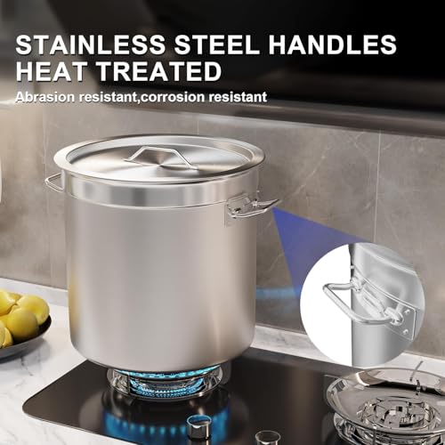 TAIMIKO Stainless Steel Stockpot with Lid - 3 Layers Composite Bottom, Deep Pot for Catering Stew, Soup, Boiling, 17-50L (36Litre, 36cm, with Lid) - Image 3