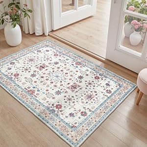 DCX Washable 2x3 Snake Rug, Beige Gothic Rug for Living Room, Soft Low Pile Carpet, Kid & Pet Friendly with Rubber Back Non Slip, Stain Resistant Rug for Bedroom Dining Room Office