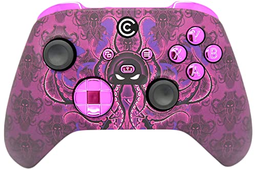 Custom Controllerzz Designer Series Custom Wireless Controller for Xbox Series X/S, Xbox One, & PC - Multiple Designs Available (Purple Monster & Purple Chrome Inserts)