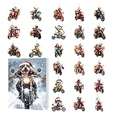 Weihnachts-Adventskalender 2025, 24 Tage, Countdown-Kalender, 2D-Acryl-Countdown-Dekoration, Hund, Reiten, Motorrad, Ornament, für Urlaub, Zuhause, Auto, Baum, Wand, Tür, Fenster, Partygeschenke