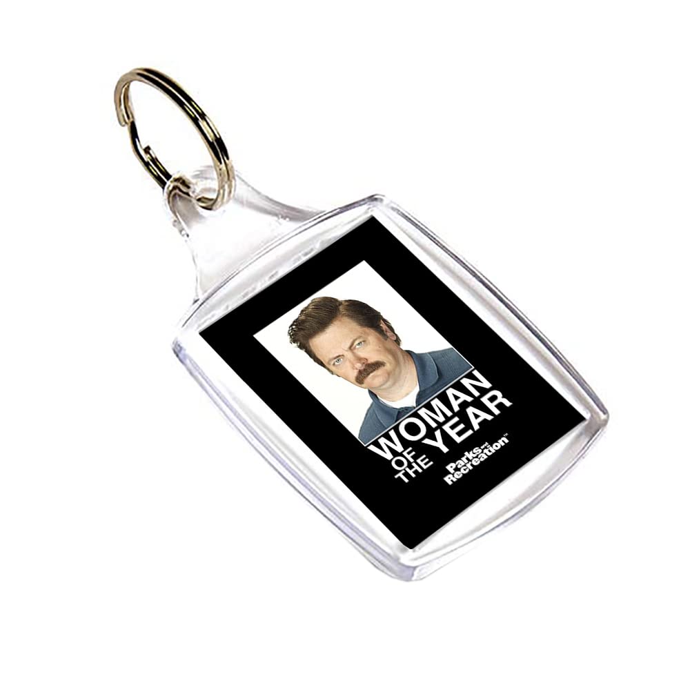 Giftme Ron Swanson Woman of the Year Birthday secret santa Key Ring Keychain A5, MDF Key ring. (A5 Keyring)
