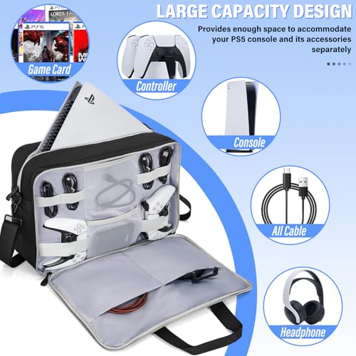 AKOZLIN Bolsa de viagem totalmente acolchoada compatível com console PS5/PS5 Pro, monitor PlayStatio