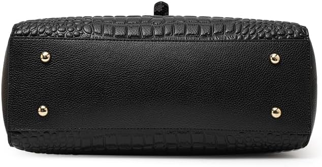 Genuine Leather Crocodile Print Handbag - Large Capacity, Detachable Strap, Color-blocked, Women's Cross-body Tote - Image 7