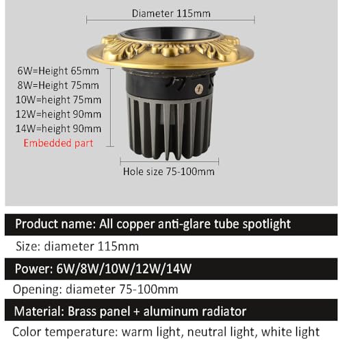 Spot LED 5 pouces plafonnier encastrable orientable 14W 6000K