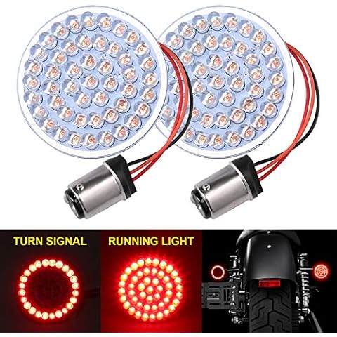 LX-LIGHT Pair 2'' Bullet Style Rear Brake Light LED Turn Signal Kit with 1157 Base for Honda Yamaha Motorcycles Cover