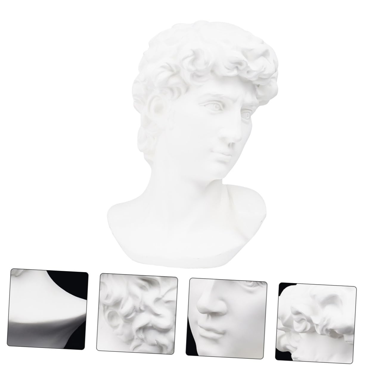 TEHAUX Buste de David en Résine Blanche 30 Cm Statue Esquisse Sculpturale Matériel Pédagogique Décoration Intérieure Apprentissage Artistique Maison et Bureau