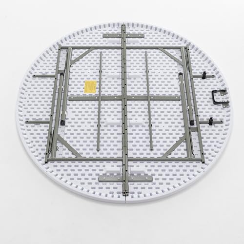 Image of BTEXPERT 60 Inch Round Plastic Folding Table, Commercial Grade, Seats 8-10, Indoor Outdoor Banquet Wedding Party Event Dining White