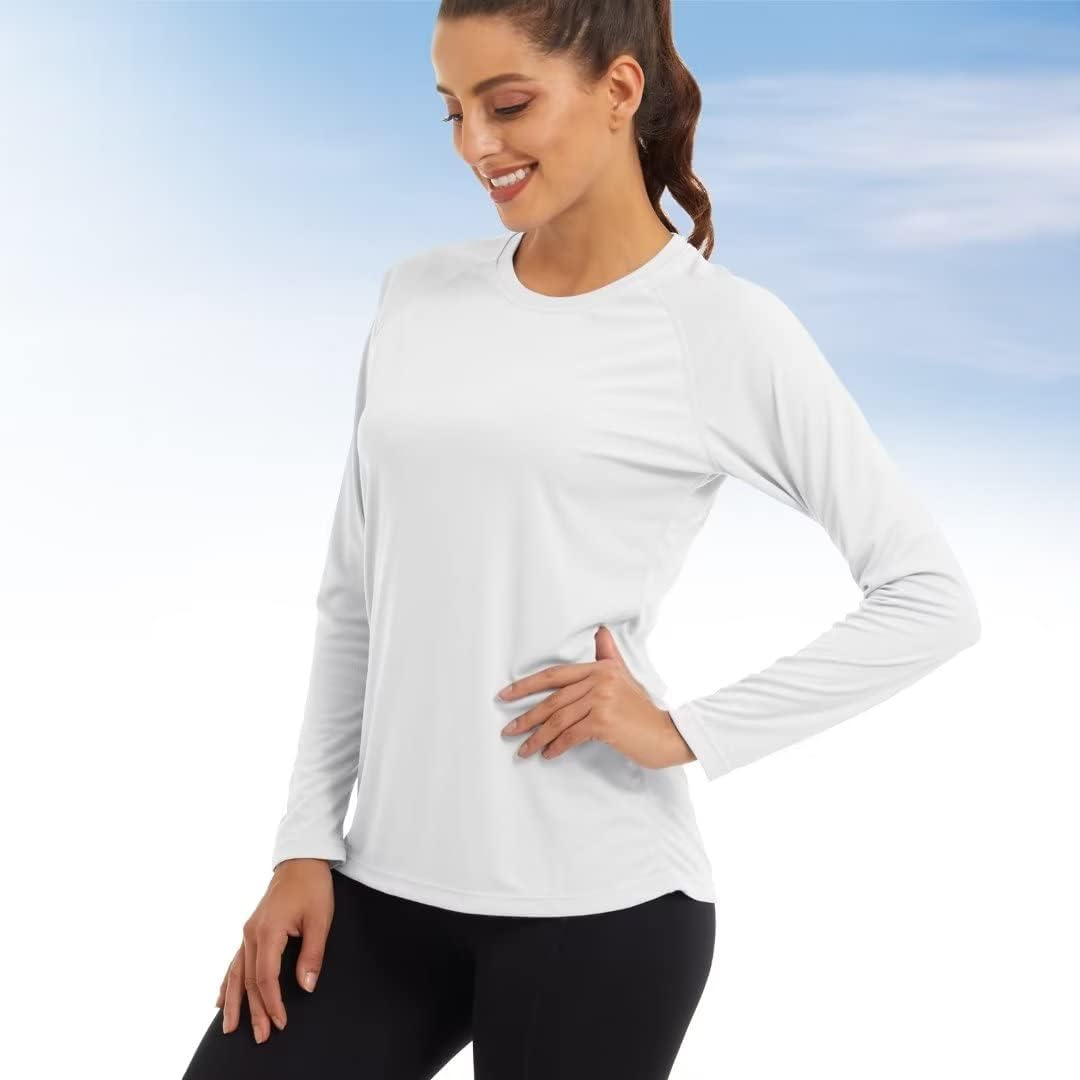 KEFITEVD Women's UPF 50+ Sun Protection Rash Guard Long Sleeve Crew Neck Quick Dry Workout Shirts for Running Yoga Swimming - Image 2