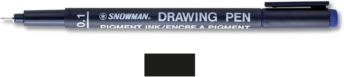 Snowman Premium Fineliner Drawing Pen with Water-Based Pigment Ink for School, Art, Drawing, Sketching and Writing, 0.1, Black