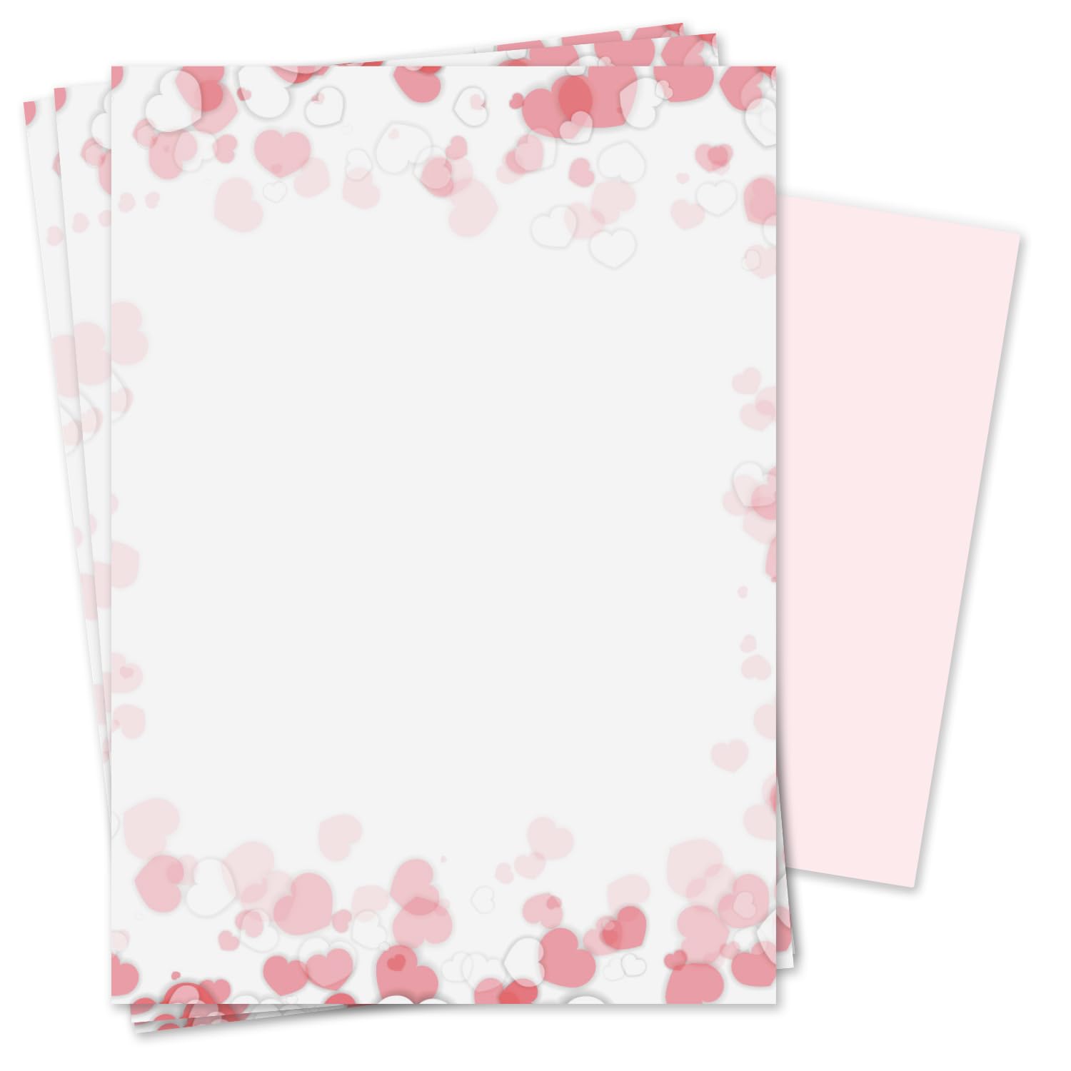 Juego de papel de carta romántico | membretes de carta con sobre | 50 hojas en DIN A4 | rosa corazón papel con estampado | amor boda San Valentin invitación | dv_157