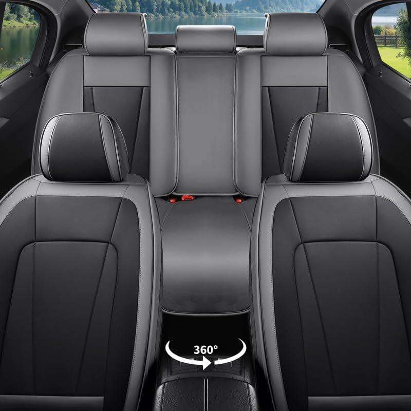Car Seat Covers Full Set Custom Fit for Honda Accord 2000-2026 - Luxury Faux Leather Auto Protectors with Waterproof, Breathable, Anti-Slip, Car Seat Protectors (GrayBlack, Full Set)