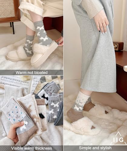 Image of IIG Winter Warm Wool Socks for Women Original Design Trendy Boot Socks Ideal Gift