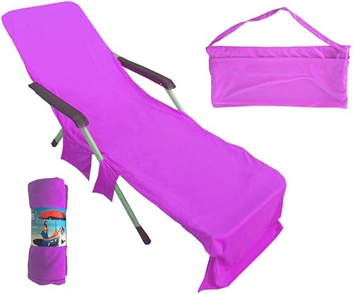 ALLOMN Toalla para silla de salón, toalla de playa, microfibra para piscina, funda para silla de césped, funda para silla de patio, con bolsillos,