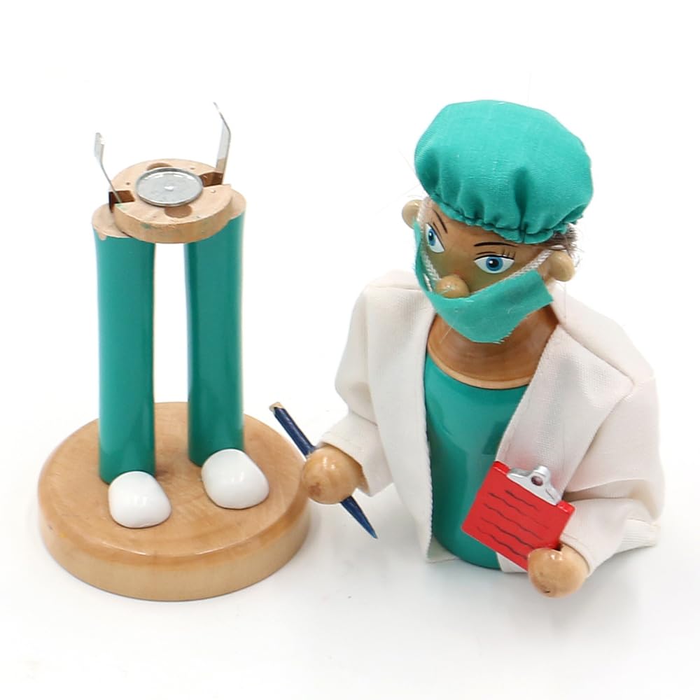 Holz Räucherfrau - Räucherfigur als OP-Schwester mi Krankenakte, L/B/H 7 x 7 x 19 cm.