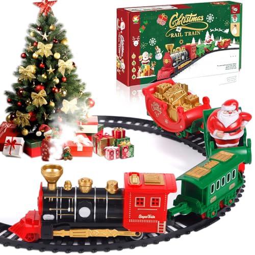 NXPZ Comboio de Natal, comboio elétrico para crianças, brinquedo clássico de vias, decoração debaixo da árvore de Natal, meninos e meninas de 3 4 5 6 7 8 anos