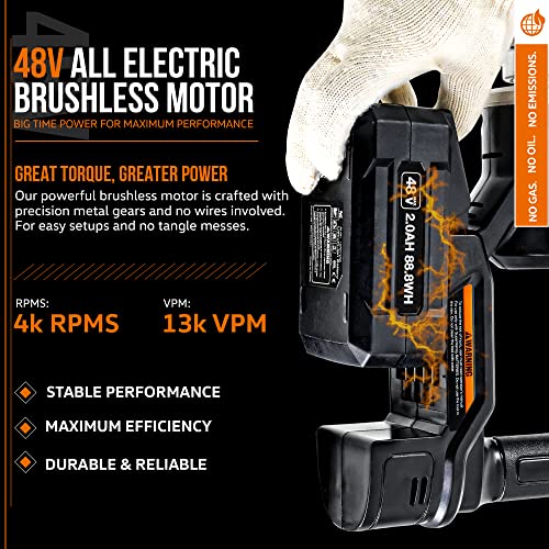 Superhandy Concrete Vibrating Power Tool, 13K Vpm, 4.9’ Ft Flex Hose Immersion Shaft, Cement Vibrator, Cordless Handheld 48V 2Ah Battery, Brushless Motor - Remove Air Bubble, Level & Mix Concrete #TOP3