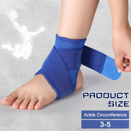 Image of Honoson 2 Pcs Ankle Brace Kid Ankle Support Youth Neoprene Lace up Compression Sleeve Foot Brace Stabilizer with Adjustable Strap for Sport Sprained Plantar Fasciitis Achilles Tendonitis(Blue,S)