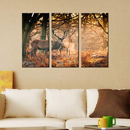 Tableau sur toile photos mur HD triptyque arbre et cerf - 2