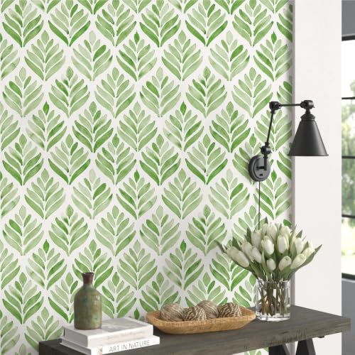 Papier peint feuilles de tulipes florales design vert - 4