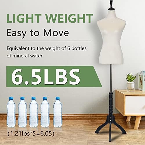 FDW Female Mannequin Body Dress Form Sewing Mannequin Torso Manikin with Tripod Base Stand Adjustable Mannequin for Sewing Clothes Display (Beige, 53-67 Inches) by FDW - Image 5