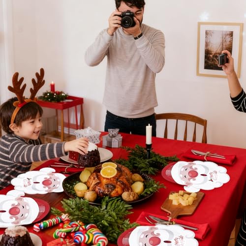 50pcs Christmas Paper Plates, 9.7inch Disposable Xmas Santa Party Plates for Dinner Dessert Cake Cookies Appetizer Salad Merry Christmas Dinnerware for Xmas Holiday Party Supplies Decorations – Image 7