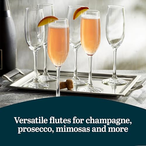 image for Libbey Champagne Flutes Set, 8 oz Elegant Stemmed Flute Glasses Set of