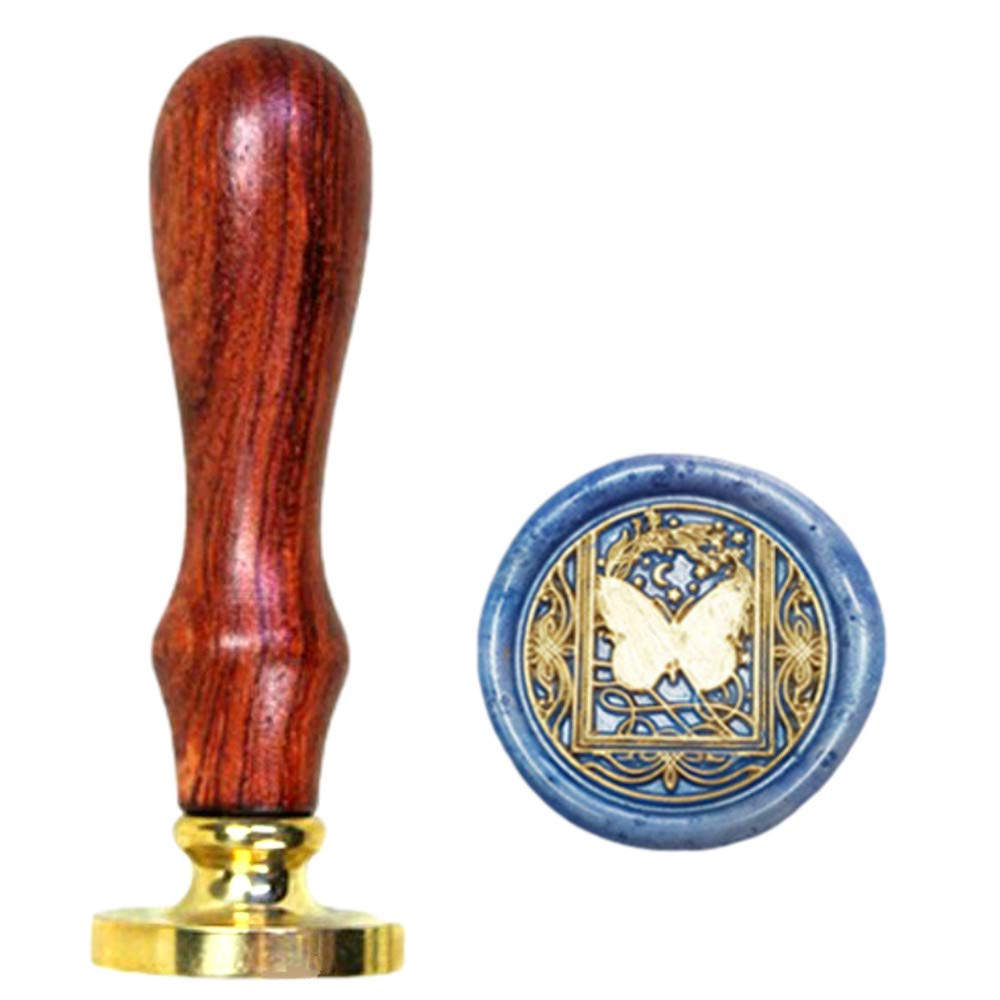 ANBOSE Wax Seal Stamp, Starry Butterfly Wax Sealing Stamp with Removable Brass Head Wooden Handle, Retro Vintage Animal Sealing Wax Stamp for Letter Cards Invitations — image 1