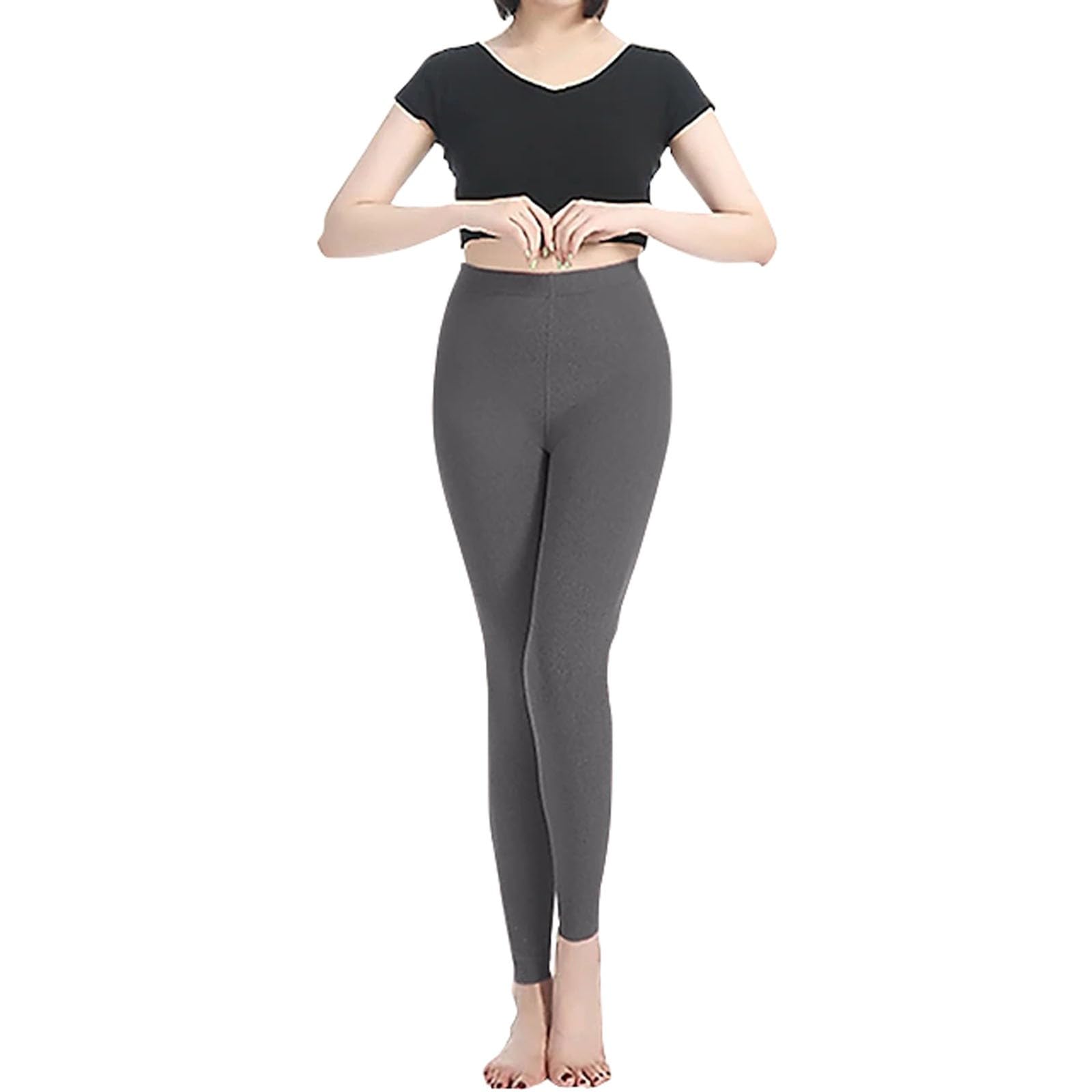 Leather Look Leggings Women's Delong Thermal Leggings Grey Black High Waist Fashion Casual High Elasticity Ankle Length Thermal Warm Leggings Faux Leather Women