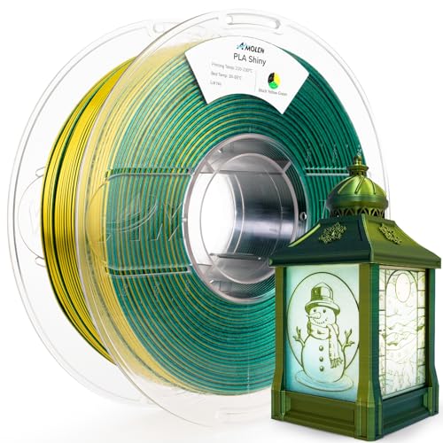 Image of AMOLEN Glitter PLA Filament 1.75mm 3D Printer Filament Shiny Triple Color Black Yellow Green Dimensional Accuracy + /- 0.02mm 1KG /2.2lbs with Sparkles Compatiable with Most 3D Printers