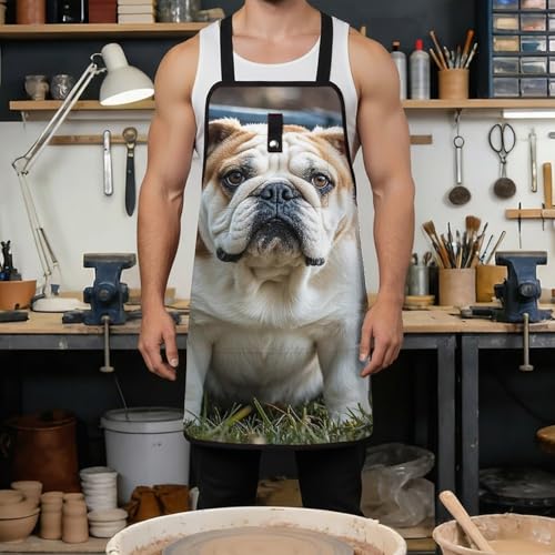 Delantal para taller con diseño de bulldogs ingleses miniatura 4