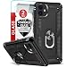 LeYi iPhone 11 Case with Tempered Glass Screen Protector [2 Pack], Military Grade Armor Phone Cover Case with Ring Magnetic Car Mount Kickstand for Apple iPhone 11 6.1 inch, Black