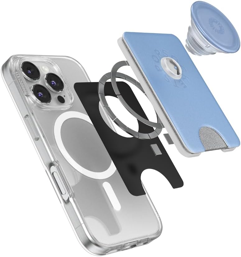 PopSockets Phone Wallet with Expanding Grip, Phone Card Holder, Wireless Charging Compatible, Wallet Compatible with MagSafe