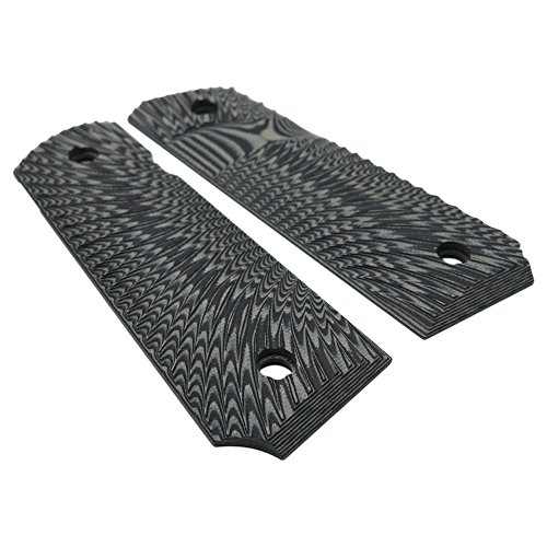 1911 Full Size G10 Slim Grips, 3/16" Thin, Big Scoop, Ambi Safety Cut, Sunburst Texture, Cool Hand Brand,Grey/Black Hh1S-J6S-5 #TOP2