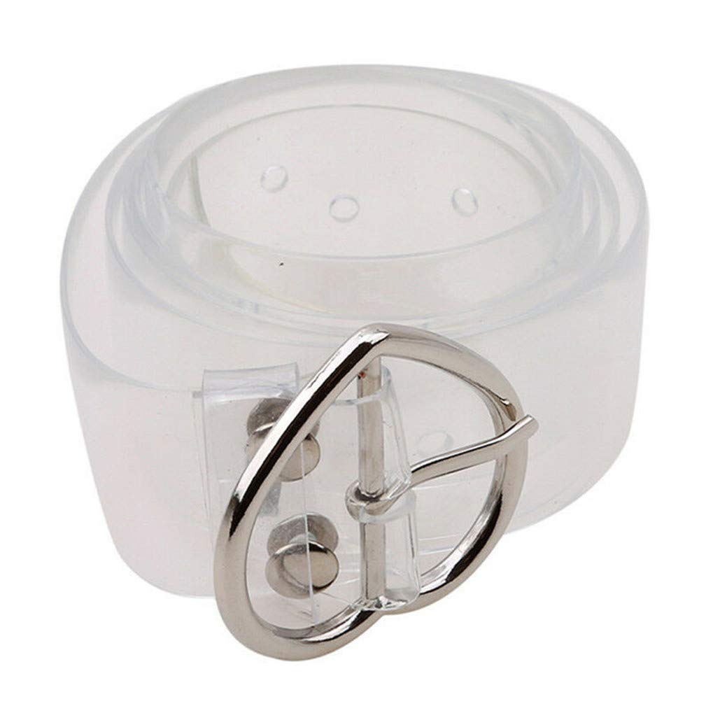 TimesuperWomen Belt Joker Resin Plastic Full Transparent Belt Jeans Accessories,Silver Heart Shaped Buckle