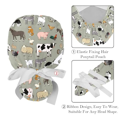 2 Packs Gorros quirúrgicos coloridos para mujer con botones ajustables miniatura 4