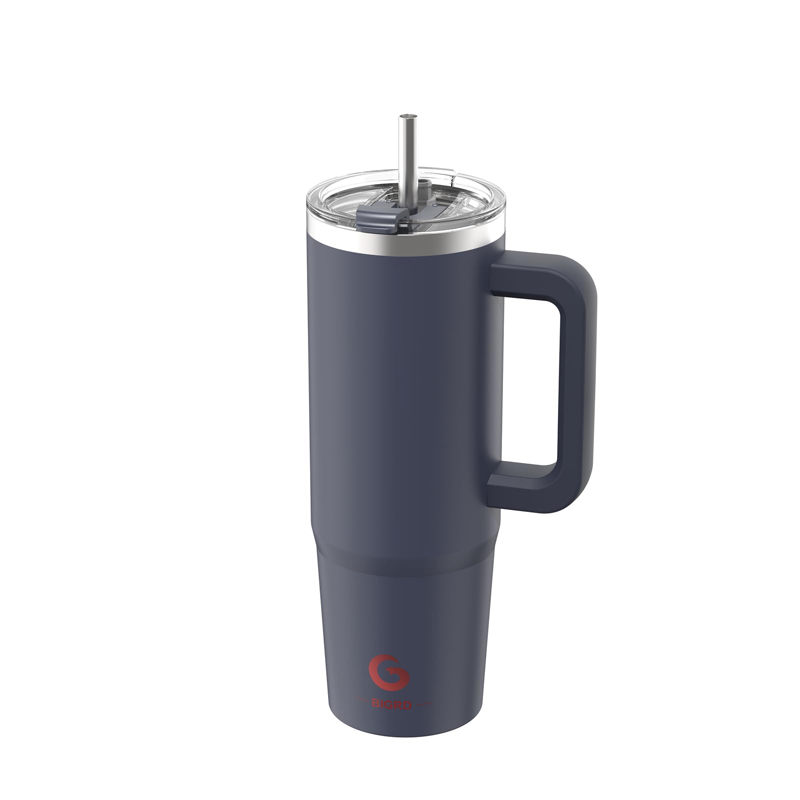 BIGRD 890ml Insulated Coffee Cup Travel Mug Double-Walled Stainless Steel Vacuum Leak-Proof Drinking Cup with Handle and Straw Thermal Tumbler,Twilight
