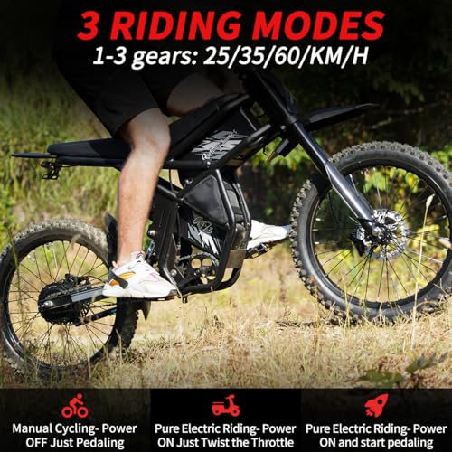 Image of GT73 / GT73 Pro Electric Dirt Bike for Adults Teens 3500W Variable Speed Motor - 50 /37 MPH High-Speed, 25 inch Fat Tires & Dual Removable Battery(60V /48V) | All-Terrain Off-Road eBike for Snow, Sand
