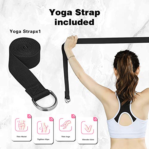 DDFE Yoga Blocks 2 Pack with Strap Set - High Density Light Weight EVA Foam Blocks Large Yoga Block for Women, Pilates, Meditation The Must-Have Set for Yogi and Yogini (Yoga Blocks 2 Pack-Black) - Image 4