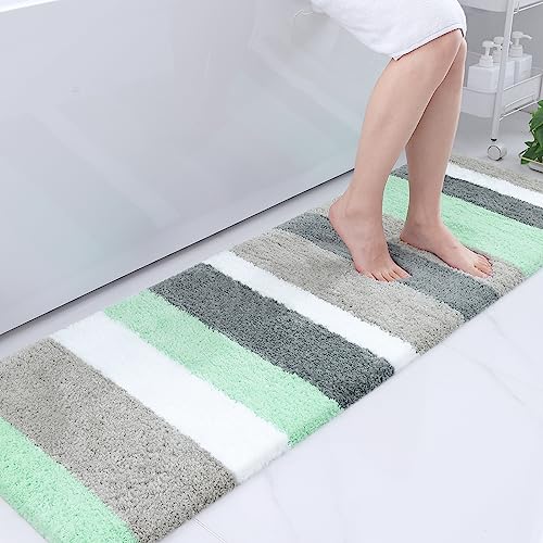 Buganda Microfiber Striped Bathroom Rugs Bath Mat, Extra Thick, Soft and Shaggy, Absorbent, Machine...