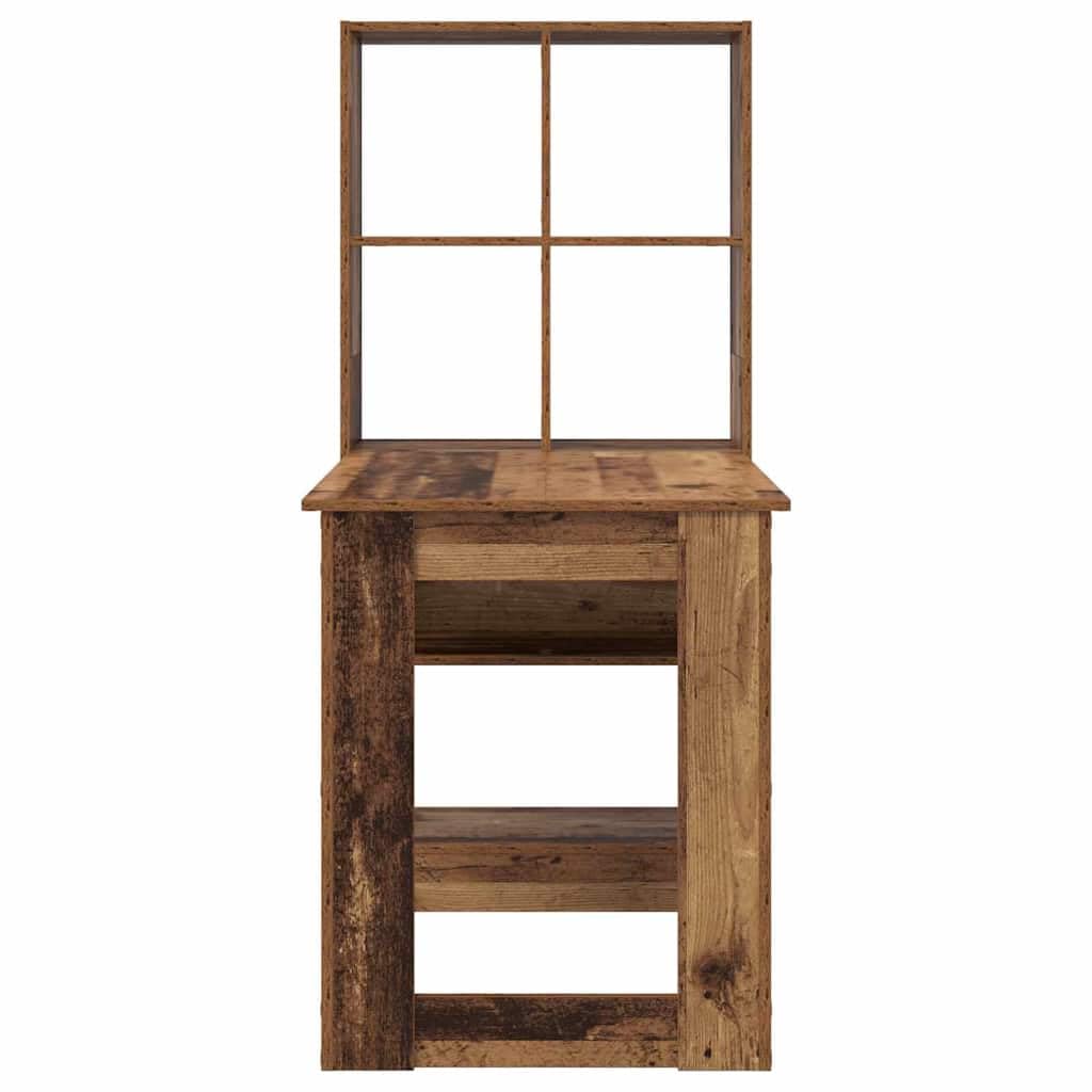 Scrivania con scaffale, in legno anticato, 122 x 67 x 145 cm, per ufficio, gaming, postazione di lavoro, casa, ergonomica, salvaspazio