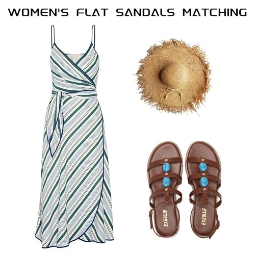 Image of Women's Bohemian Espadrille Platform Sandals,Open Toe Wedge Sandals with Turquoise Decor, Adjustable Ankle Buckle, Summer Beach Shoes