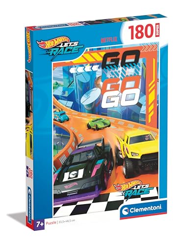 Clementoni Supercolor Hotwheels Puzzle 180 pièces, Fabriqué en Italie, Multicolore - 28789