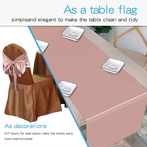 12 Pack 12" X 108" Satin Table Runners, Satin Silk Polyester Rose Gold Table Runner For Party, Wedding, Rose Gold #TOP3