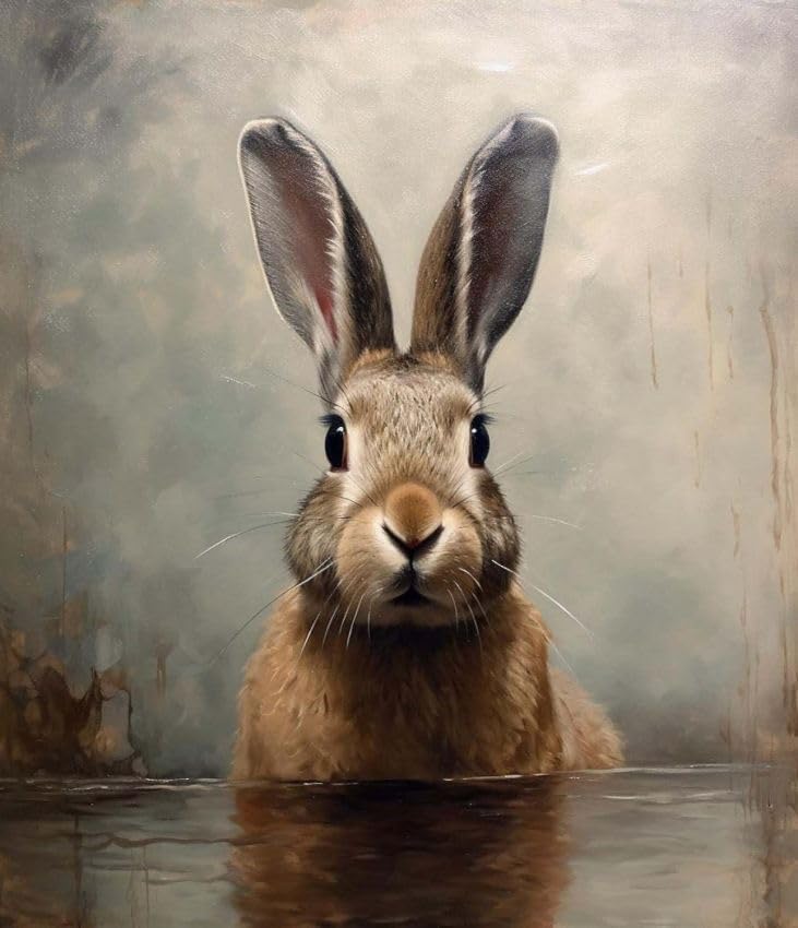 ZMHZMY DIY Oil Painting Paint by Number Kit Rabbit Hare Bunny DIY Painting by Number Kits Oil Paint Drawing Canvas Home Decor,40x50cm Without Frame