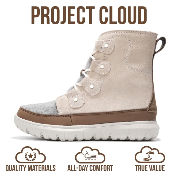 Image of Project Cloud 100% Genuine Leather Womens Snow Boots- Genuine Leather Waterproof Memory Foam Insole and Non-Slip Winter Snow Boots For Women Footwear - Outdoor Shoes (Leonora)