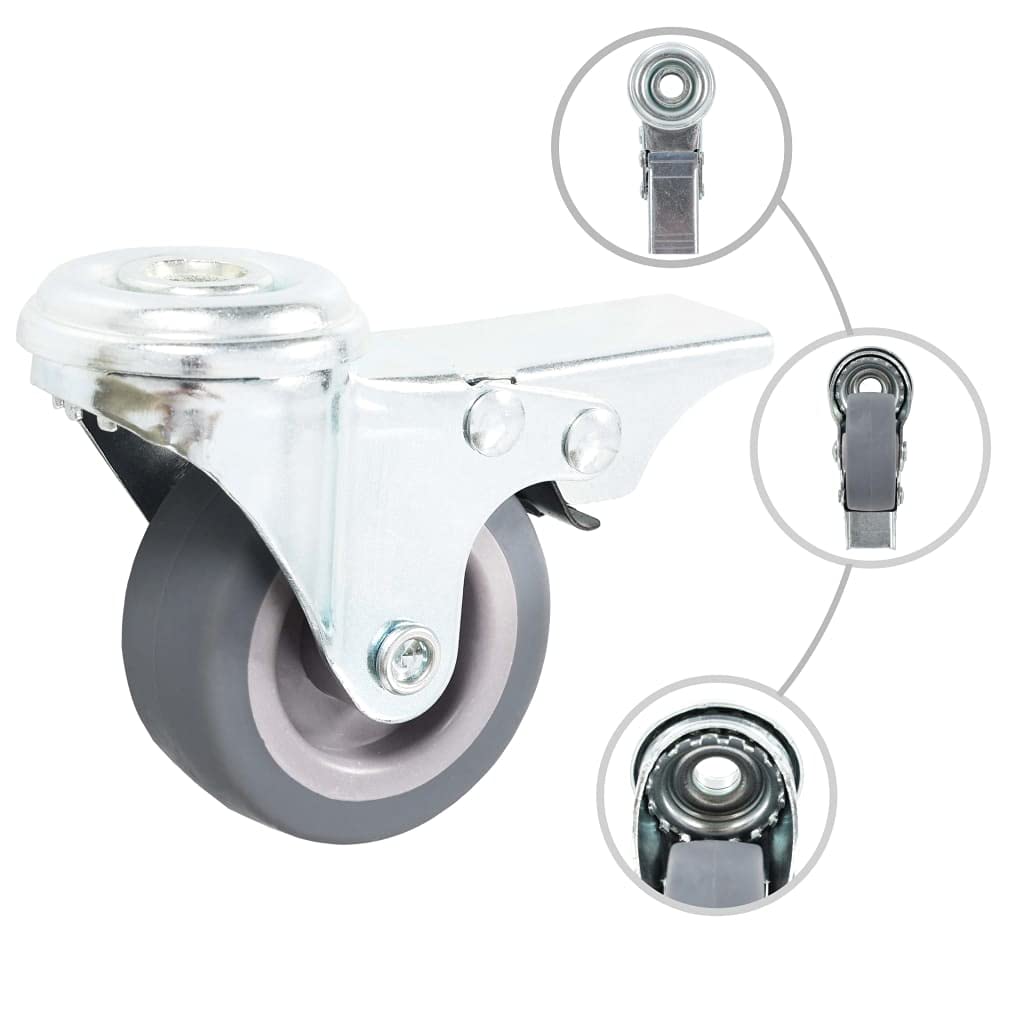 8 Pack Lenkrollen mit Rückenloch 50 mm TPR Möbelrollen mit Bremse