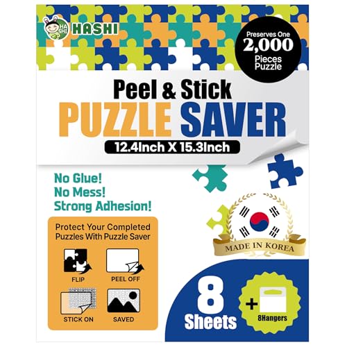 Feuilles autocollantes HASHI Puzzle Saver pour fixer et suspendre vos puzzles sans colle ni désordre
