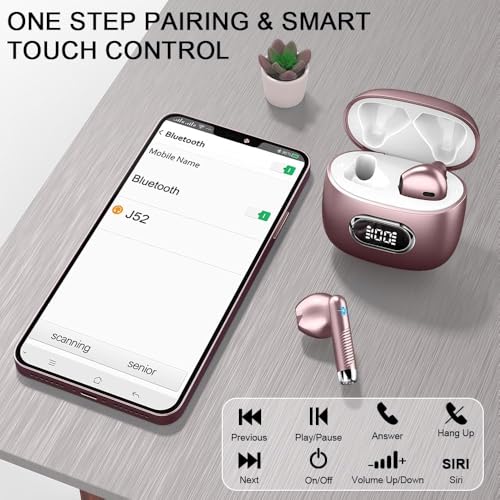 Image of Drsaec Wireless Earbuds, Bluetooth 5.4 Headphones In Ear with Deep Bass, 2026 Wireless Earphones 4 ENC Noise Cancelling Mic, IP7 Waterproof, Mini Ear Buds Bluetooth Earbuds 42H Playtime, USB-C, LED
