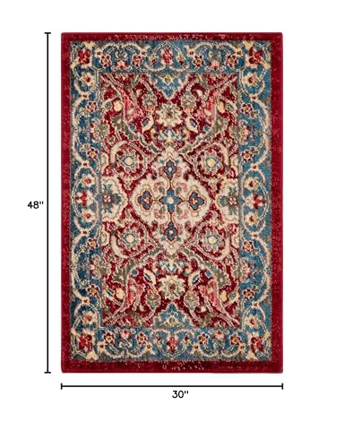 Tapete decorativo SAFAVIEH Kashan 2'6" x 4' rojo y azul miniatura 2